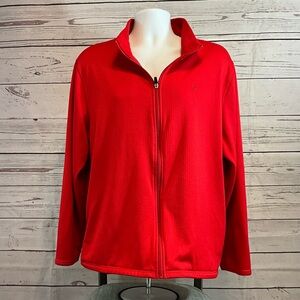Izod Vibrant Red Ribbed Zip-Up Jacket